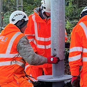 Bridge foundation supported by screw piles at Sparke Evans