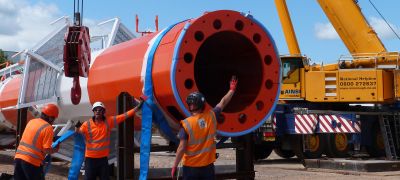 Airport radar monopole with FLI install team