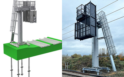 Rail cantilever gantry at Cambridge