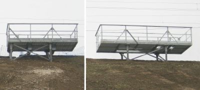 LOC platforms mounted on screw piles on steep embankments