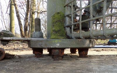 corroded mounting bolts on cell phone tower
