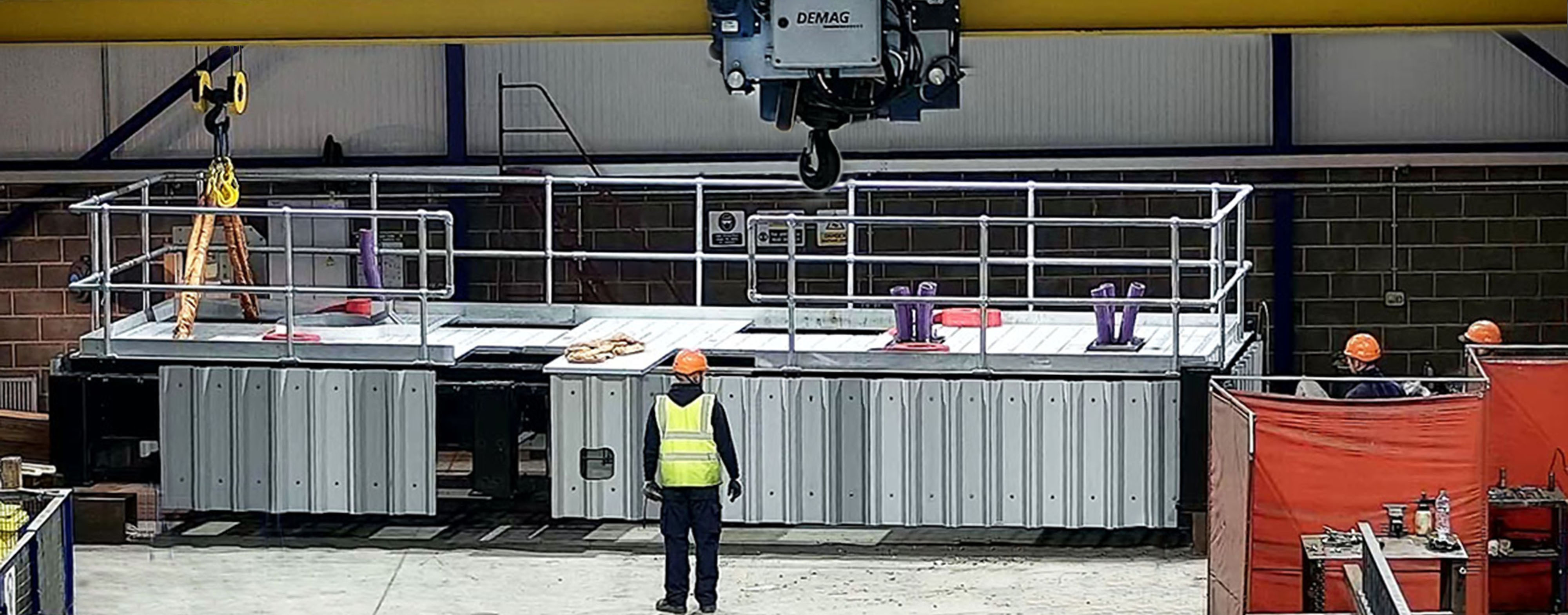 Pre assembled staging platform in FLI workshop